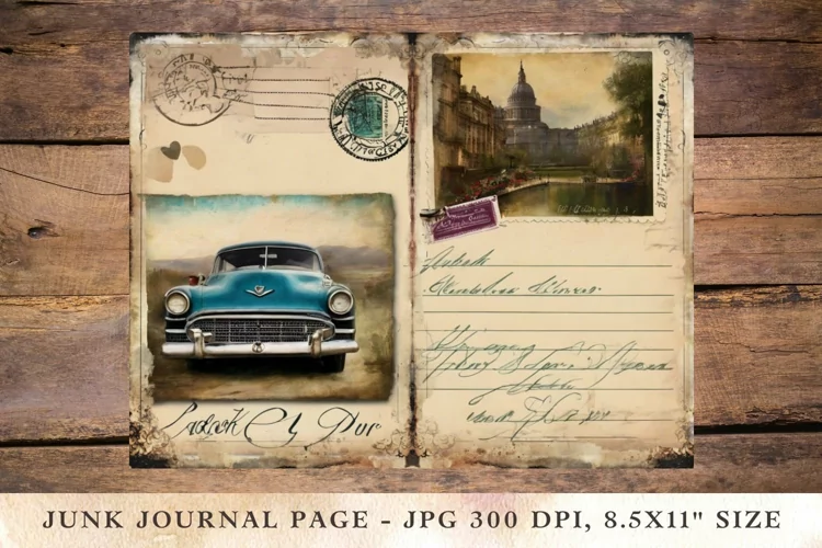 Printable Junk Journal Pages travel postcard 3