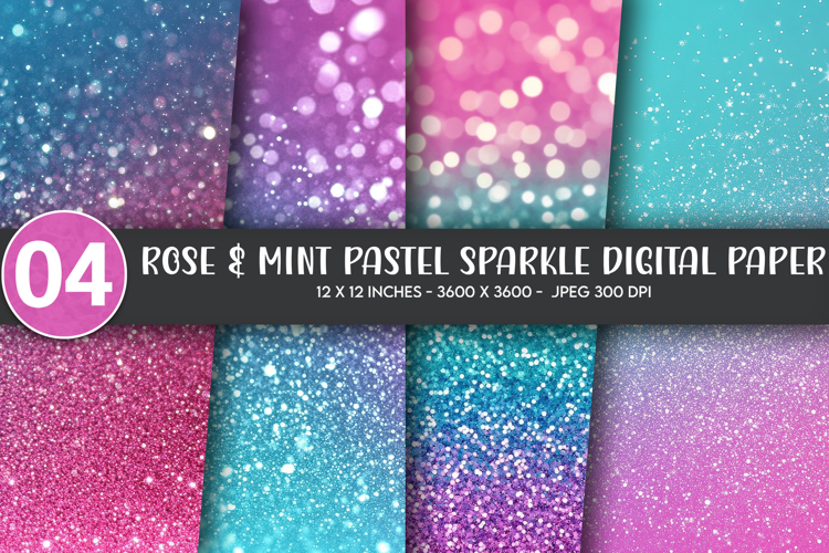 Rose & Mint Pastel Sparkle Digital Paper