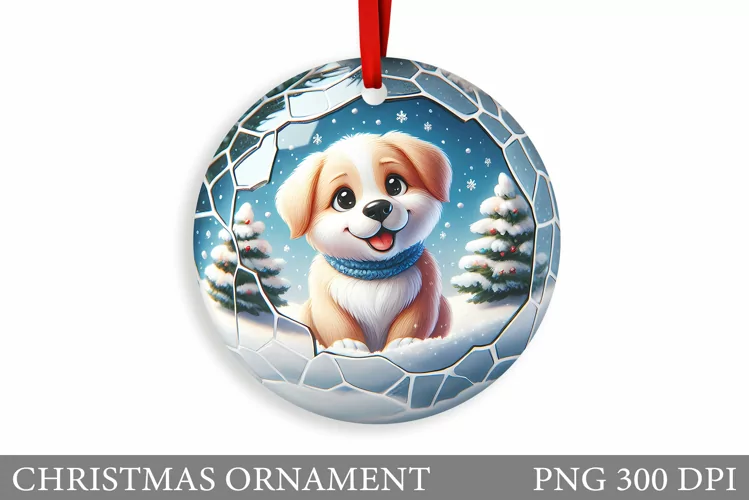 Cute Dog Christmas Ornament. Winter Dog Christmas Ornament