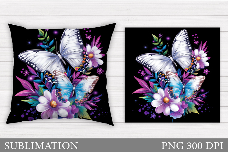 Butterfly Flowers Sublimation. Butterfly Pillow Sublimation