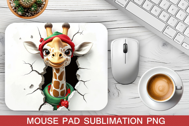 Christmas Giraffe Mouse Pad Sublimation -Christmas Mouse Pad