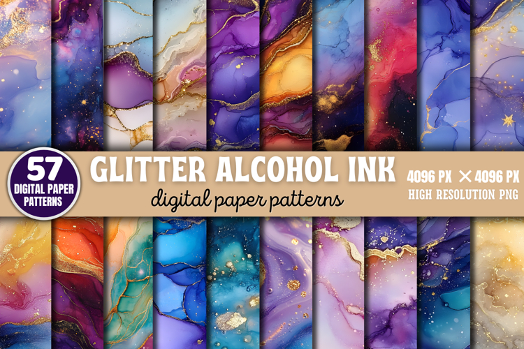 Glitter Alcohol Ink Background Paper Bundle PNG
