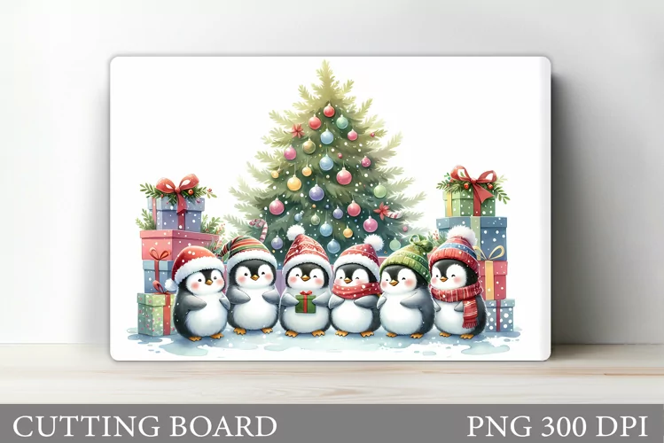 Penguin Cutting Board. Christmas Cutting Board Sublimation