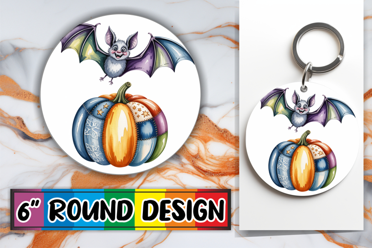 Luminous Car Coaster Round Sublimation PNG, Pumpkin Watercol