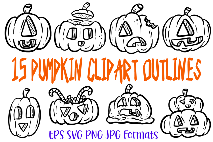 15 Halloween Pumpkin Clipart Cute Jack O’ Lantern Bundle SVG