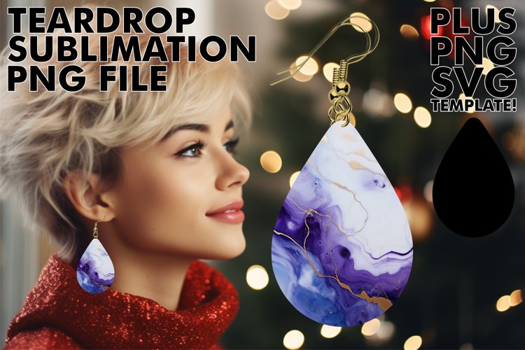 Mesmerizing Marble Creations: 3D Teardrop Earrings for Subli