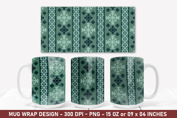 Snowflake Pattern Mug Wrap | 15 Oz Mug Wrap | Coffee Mug
