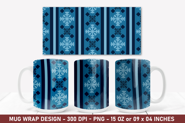 Snowflake Pattern Mug Wrap | 15 Oz Mug Wrap | Coffee Mug