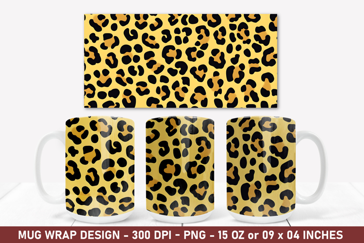 Leopard Print Mug Wrap | 15 Oz Mug Wrap | Coffee Mug Wrap