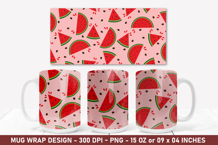 Watermelon Pattern Mug Wrap | 15 Oz Mug Wrap | Coffee Mug