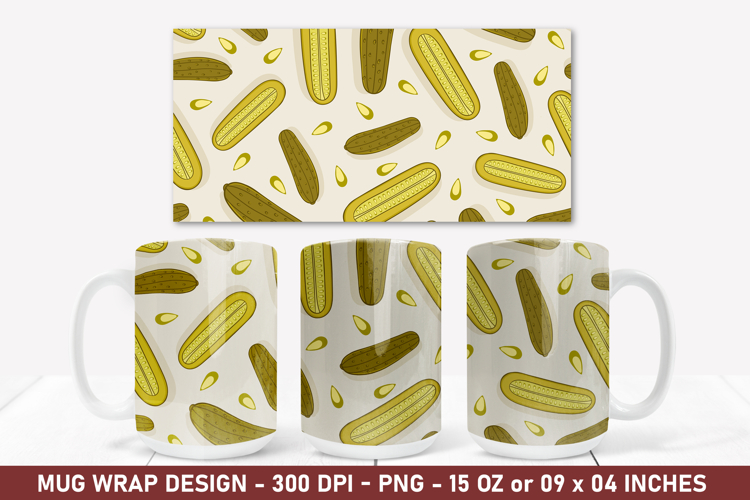 Pickle Pattern Mug Wrap | 15 Oz Mug Wrap | Coffee Mug