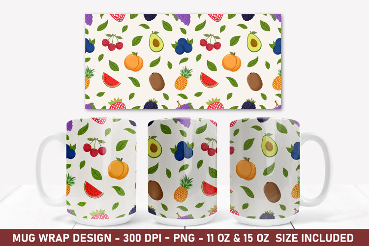 Fruits Mug Wrap | 15 Oz Mug Wrap | Coffee Mug example image 1
