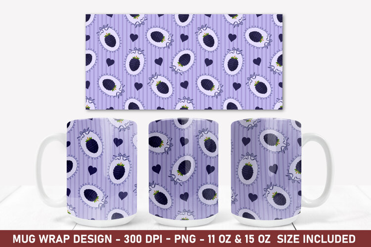 Blackberry Coquette Mug Wrap | 15 Oz Mug Wrap | Coffee Mug example image 1