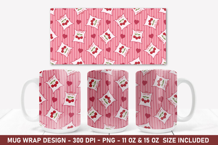 Cherry Coquette Mug Wrap | 15 Oz Mug Wrap | Coffee Mug example image 1