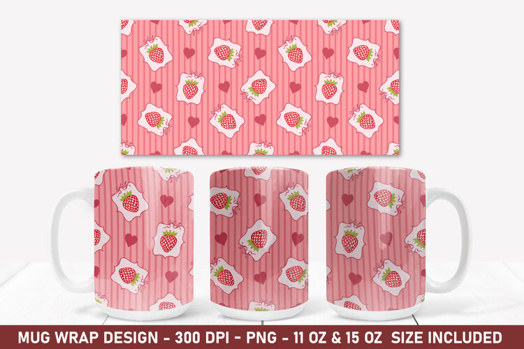 Strawberry Coquette Mug Wrap | 15 Oz Mug Wrap | Coffee Mug example image 1
