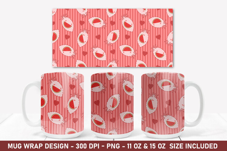 Watermelon Coquette Mug Wrap | 15 Oz Mug Wrap | Coffee Mug example image 1