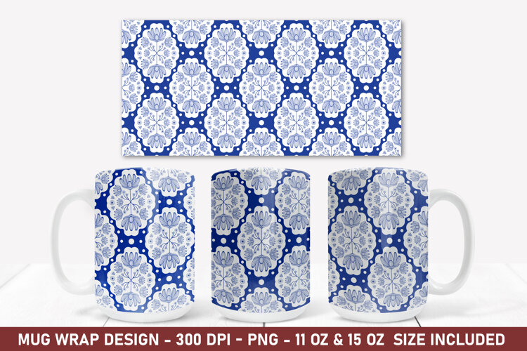 Scandinavian Flower Mug Wrap | 15 Oz Mug Wrap | Coffee Mug example image 1