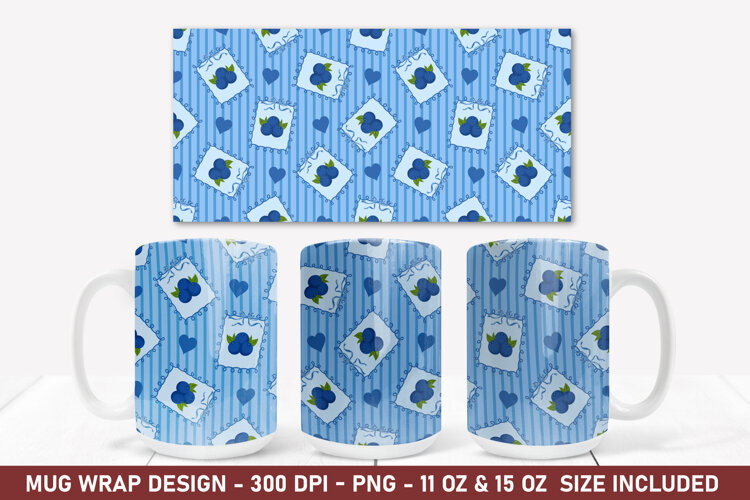 Blueberry Coquette Mug Wrap | 15 Oz Mug Wrap | Coffee Mug example image 1