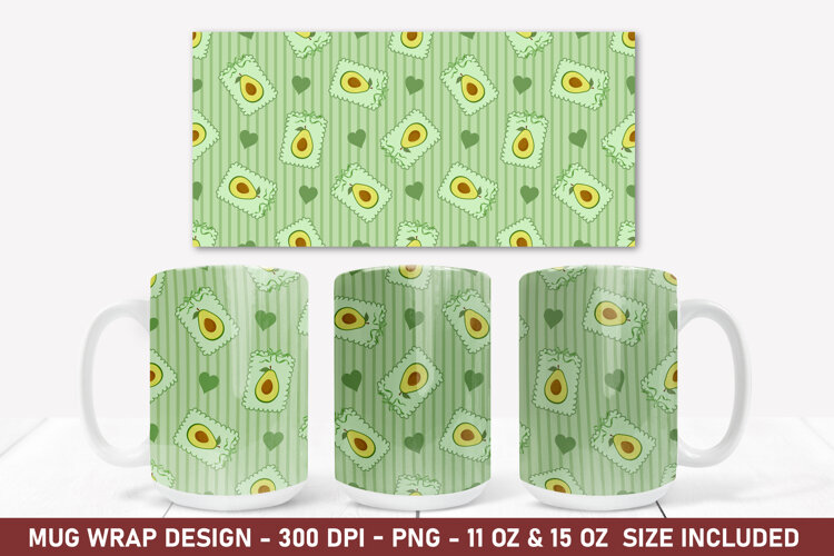 Avocado Coquette Mug Wrap | 15 Oz Mug Wrap | Coffee Mug example image 1