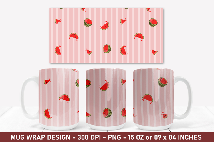 Watermelon Pattern Mug Wrap | 15 Oz Mug Wrap | Coffee Mug