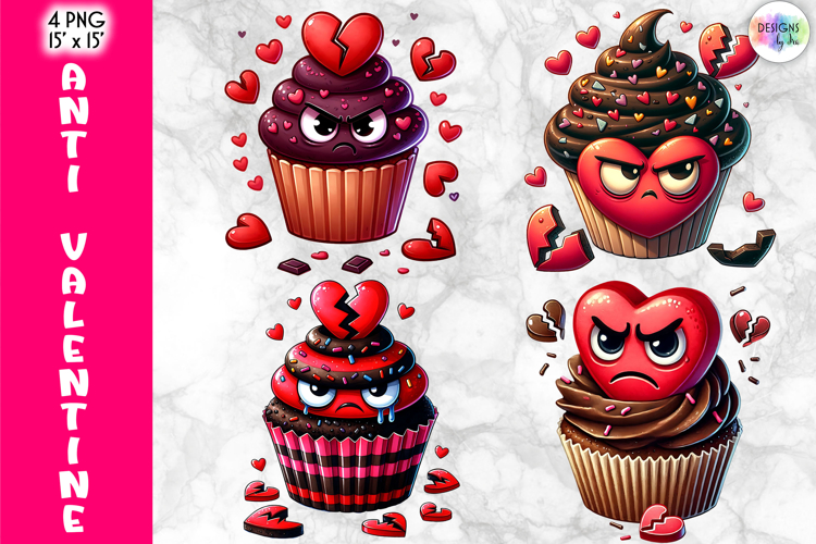 Valentine Cupcake Clipart, Cute Cartoon Love Desserts PNG