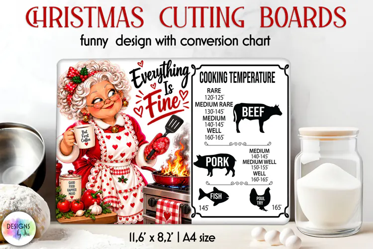 Everything Is Fine Christmas Cutting Board Sublimation