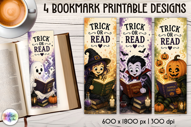 Halloween Bookmarks, Trick or Read PNG