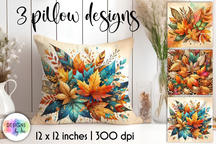 Autumn Decorative Pillows, Golden Autumn Leaves Na Pumpkins