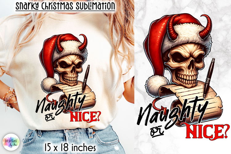 Christmas Skull Snarky Sublimation, Funny Dark Santa PNG
