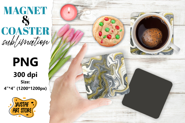 Abstract paint magnet/coaster sublimation. Fluid art