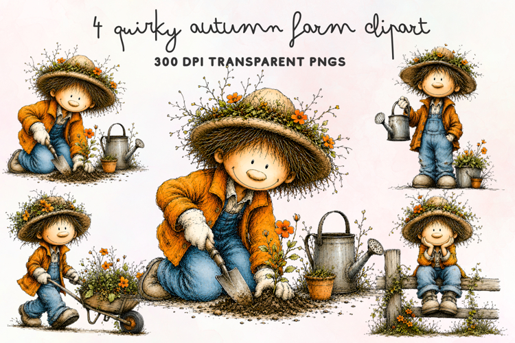 Quirky Autumn Farm Clipart PNG