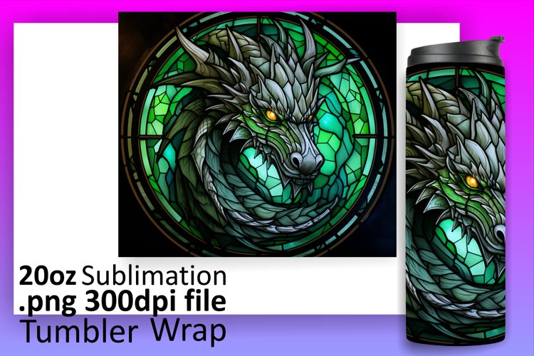 20oz Tumbler Wrap: Mystical Dragon in 3D