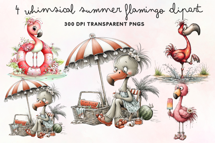 Cute Flamingo Clipart Image 4