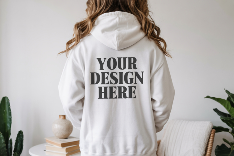 White Gildan 18500 Hoodie Mockup ,Cozy Unisex Sweatshir