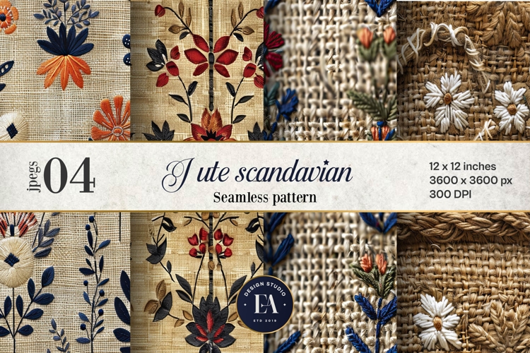 Scandinavian Embroidery Pattern | Jute Floral Texture