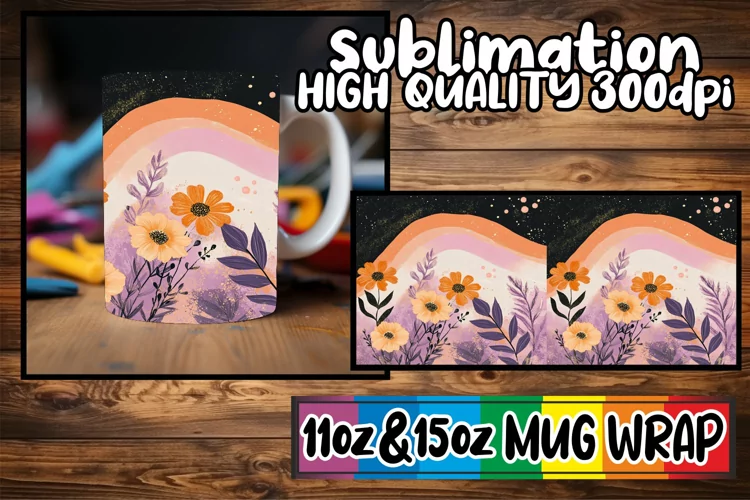 Enchanting thoughts sublimation mug wrap, Flower