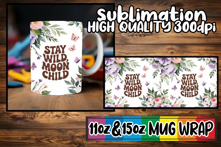 Serene thoughts 11oz 15oz sublimation wrap, Flower Quote