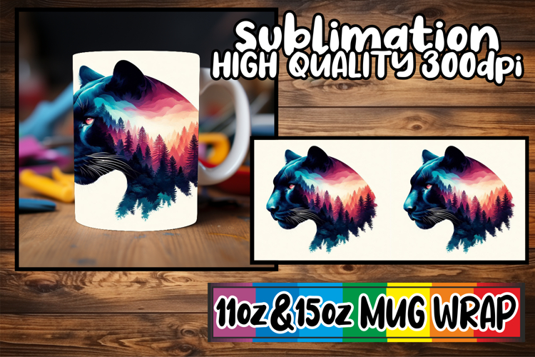 Cheerful hearts sublimation mug wrap, Animals Art