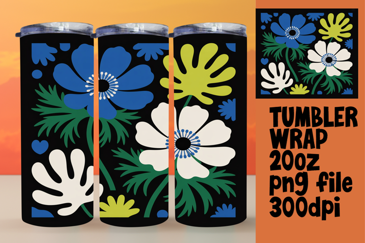STYLISH 20oz Tumbler Wrap Design , Flowers