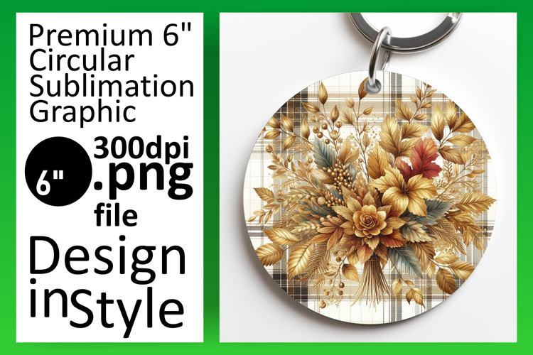 Creative Round Design for Keychains , Autumn Flower