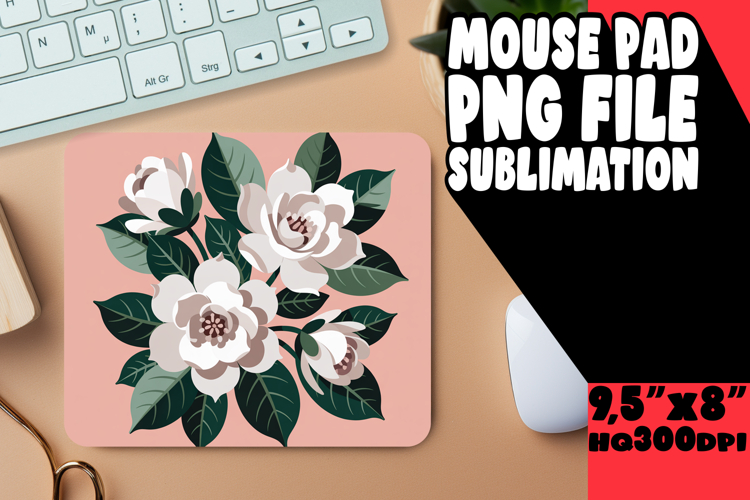 Cheerful Mouse Pad Sublimation PNG, Flowers
