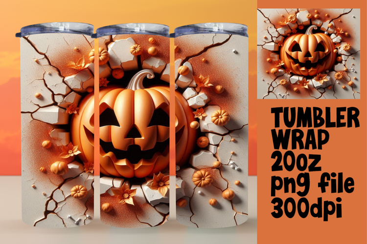 GRACEFUL 20oz PNG Tumbler Wrap , 3D Pumpkin