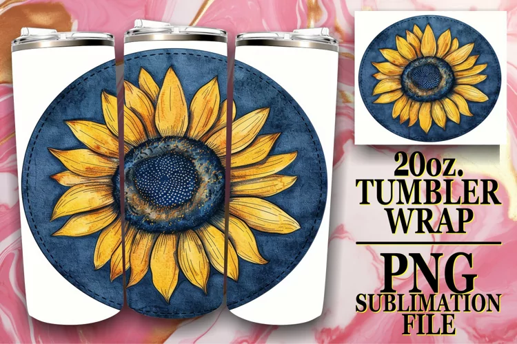 Spring Blossom Denim Tumbler Wrap 20oz