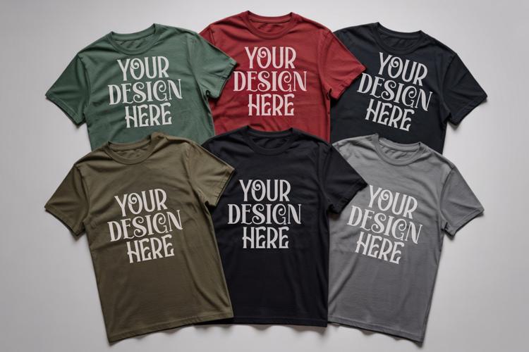 Christmas Family Matching Shirt Mockup | Cozy Boho Flat Lay