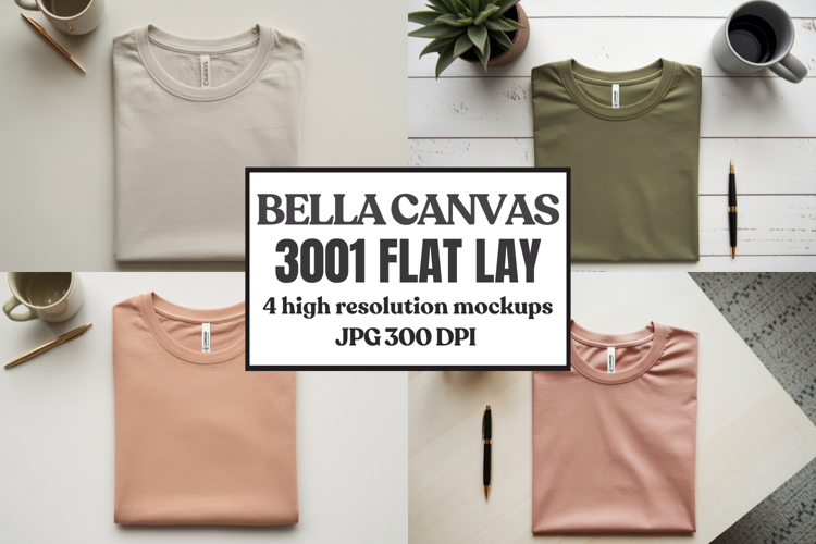 Bella Canvas 3001 Flat Lay T-Shirt Mockup