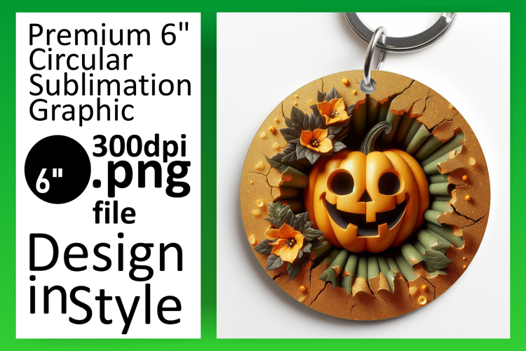 Vibrant Circle PNG Coaster Artwork , 3D Pumpkin