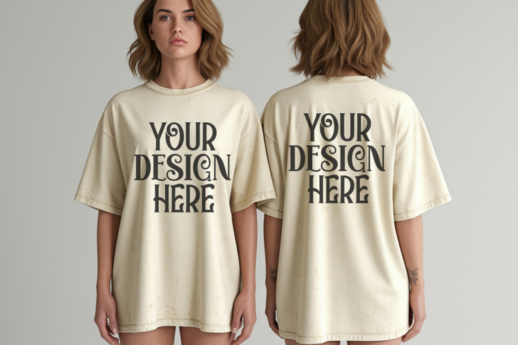 Ivory Comfort Colors 1717 Front & back T shirt Mockup