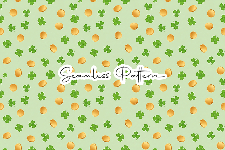Gold Coin and Shamrock Seamless Art - Leprechaun & Clovers
