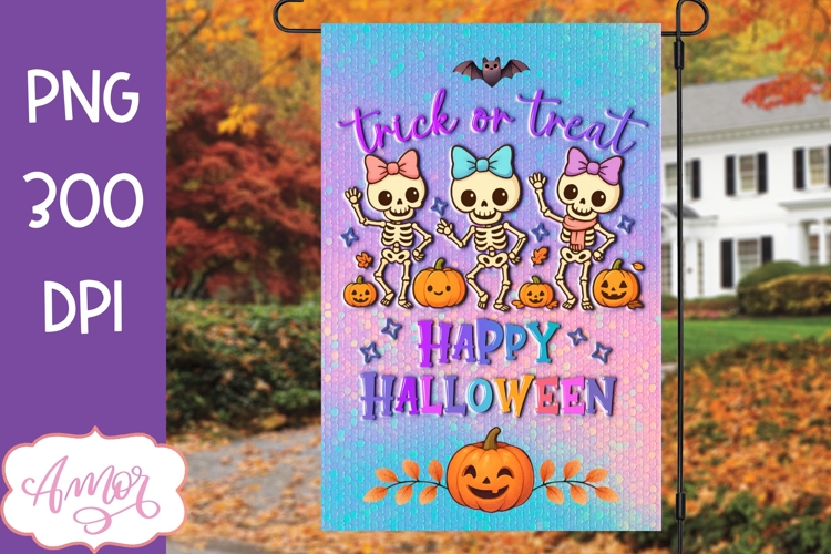 Happy Halloween Garden Flag Sublimation PNG, Trick or Treat