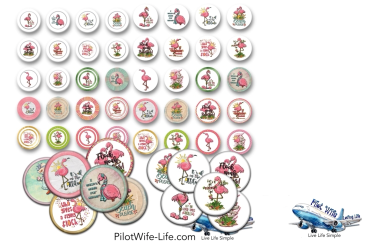 Flamingos button maker collage 1.25 in 4 sizes example image 1